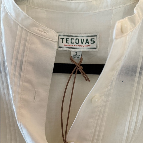 Tecovas Cream Buttoned Blouse with Mandarin Collar - Picture 3 of 4
